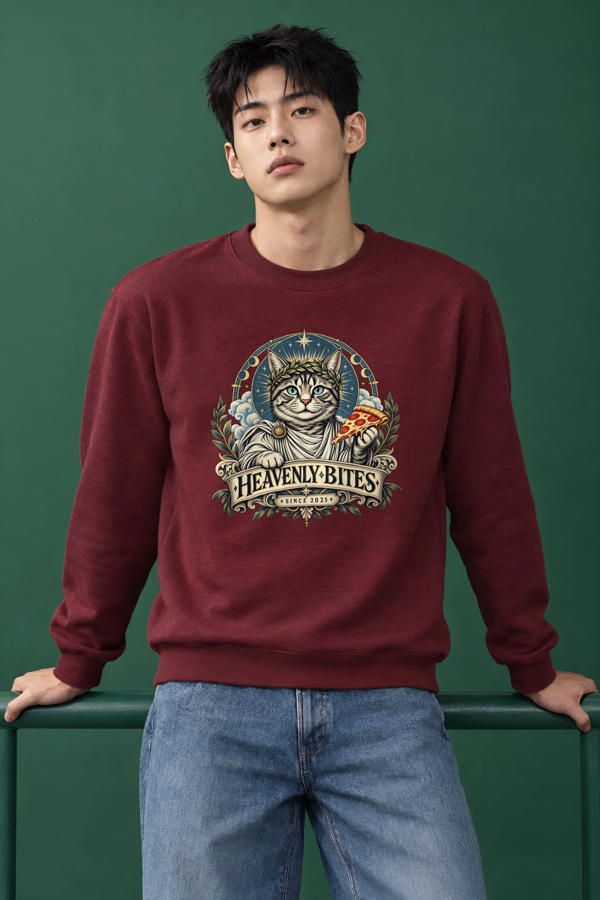 "Heavenly Bites Cat" Heavy Blend Unisex Crewneck Sweatshirt