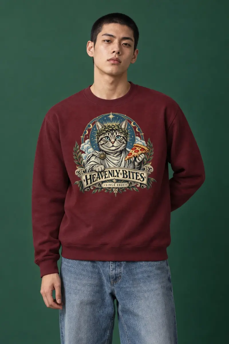 "Heavenly Bites Cat" Heavy Blend Unisex Crewneck Sweatshirt | Gildan 18000