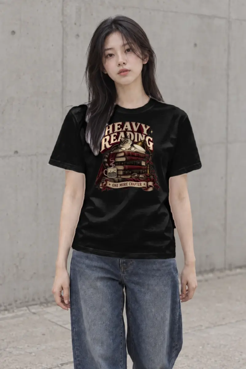 “Heavy Reading” Heavyweight Unisex Crewneck T-shirt | Gildan 5000