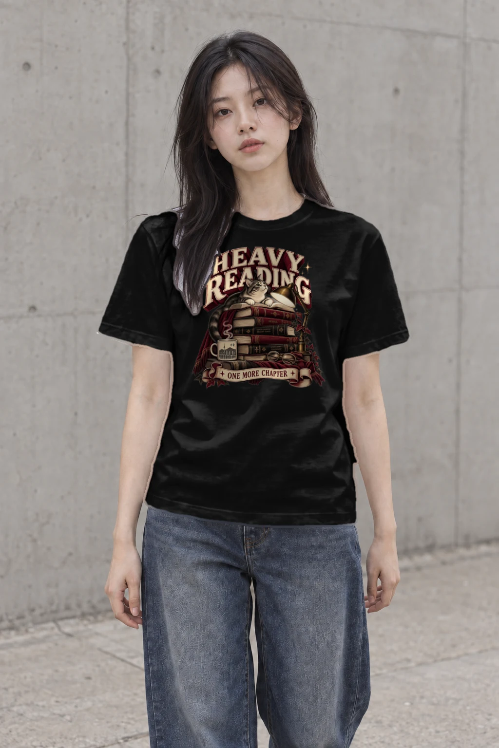 "Heavy Reading" Heavyweight Unisex Crewneck T-shirt | Gildan 5000
