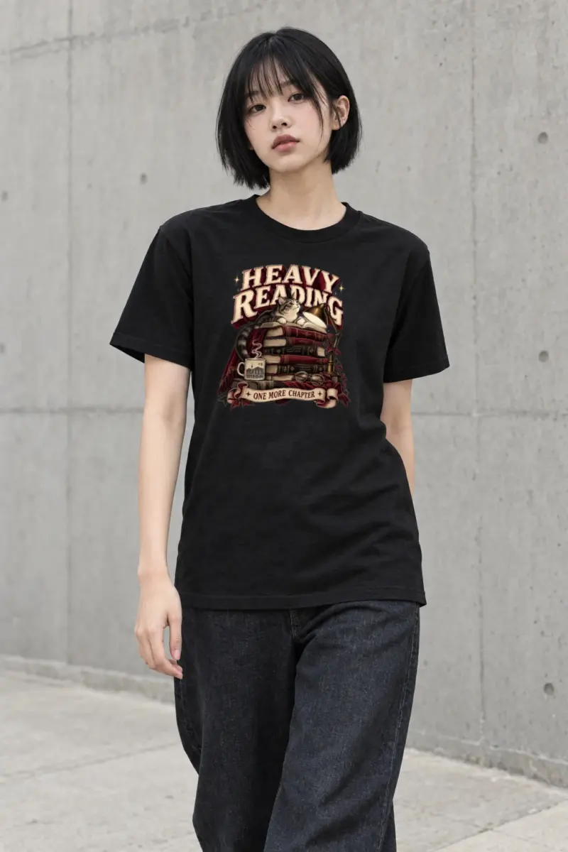 “Heavy Reading” Heavyweight Unisex Crewneck T-shirt | Gildan 5000