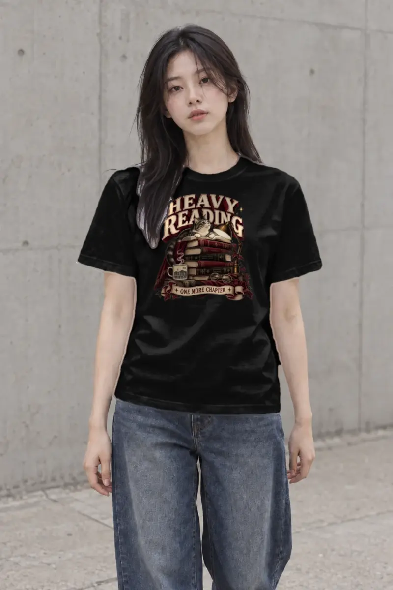 “Heavy Reading” Heavyweight Unisex Crewneck T-shirt | Gildan 5000