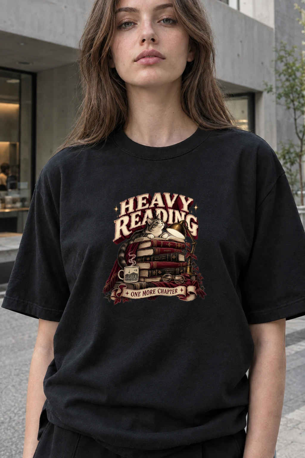 "Heavy Reading" Heavyweight Unisex Crewneck T-shirt | Gildan 5000