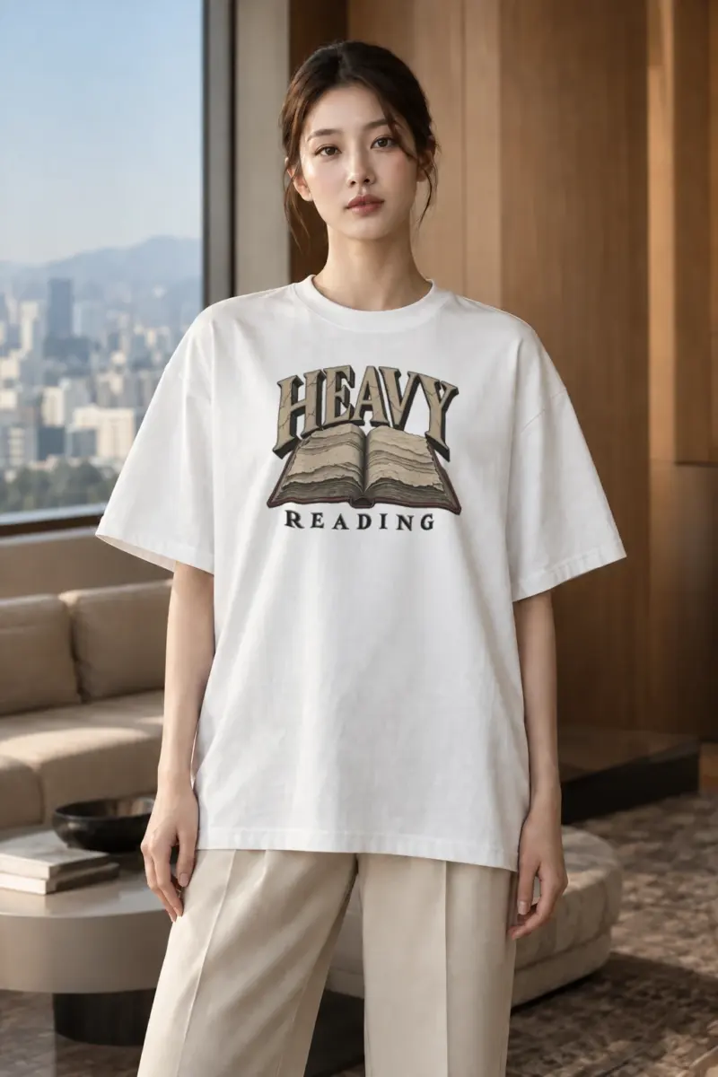 "Heavy Reading" Men's Oversized Heavyweight Crewneck T-Shirt | Shaka Wear SHMHSS