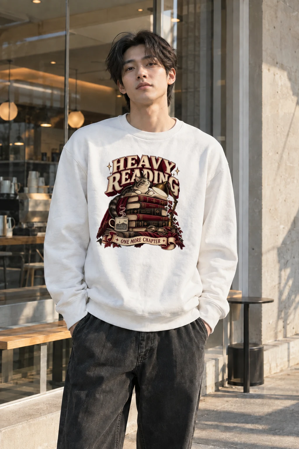 "Heavy Reading Seoul" Heavy Blend Unisex Crewneck Sweatshirt | Gildan 18000