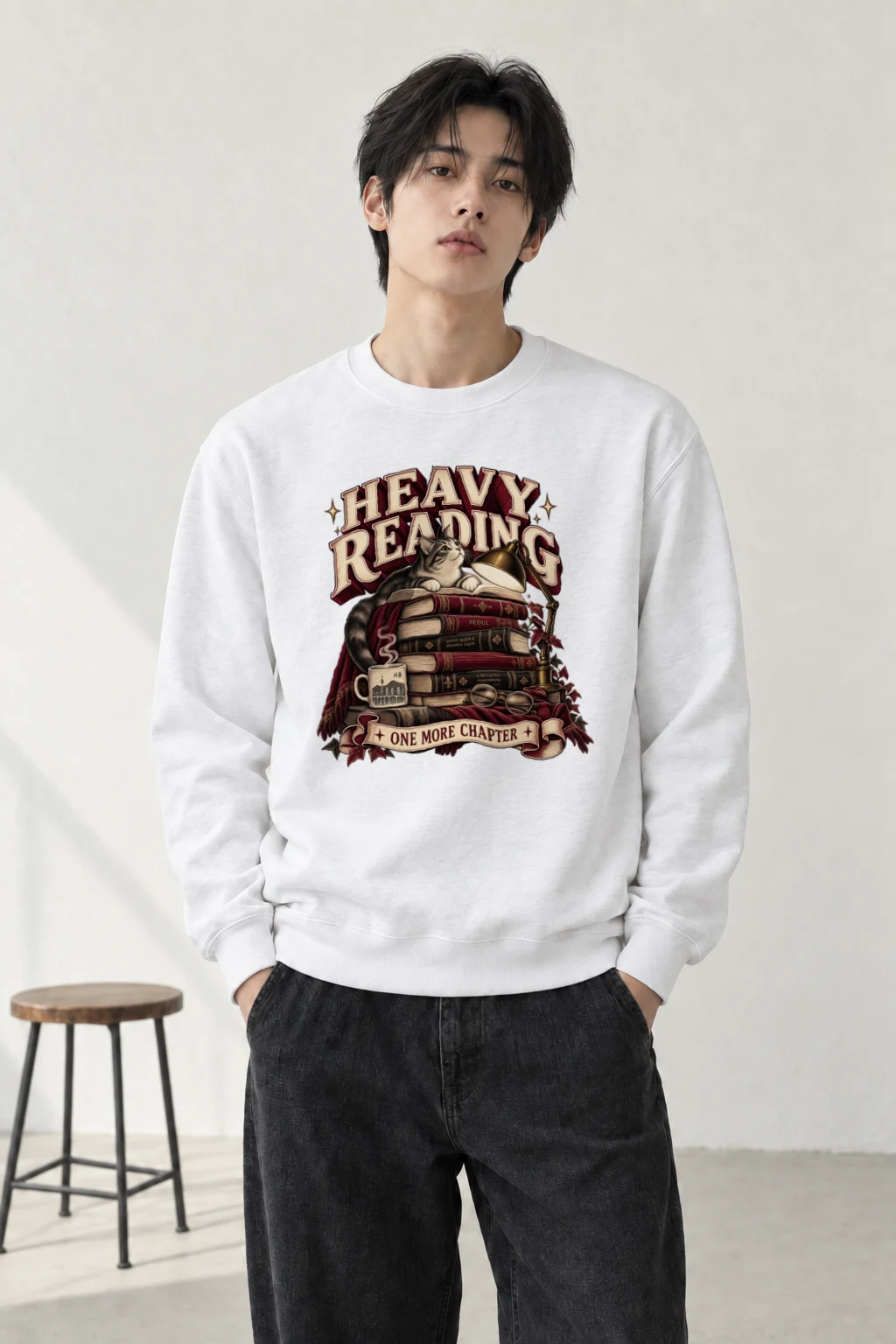 "Heavy Reading Seoul" Heavy Blend Unisex Crewneck Sweatshirt | Gildan 18000