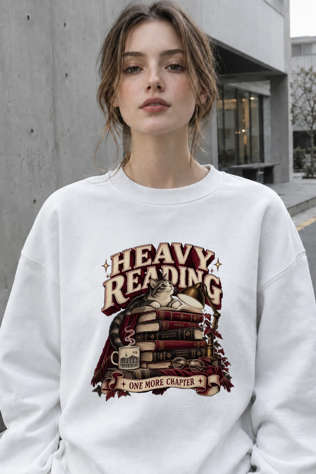 "Heavy Reading Seoul" Heavy Blend Unisex Crewneck Sweatshirt | Gildan 18000