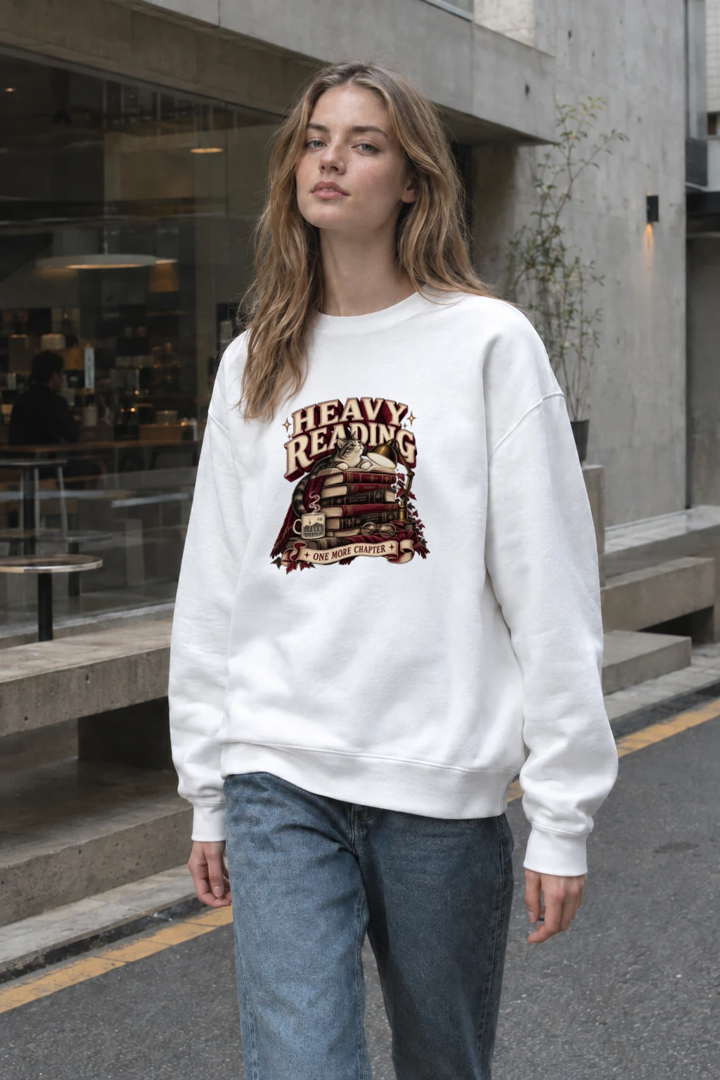 "Heavy Reading Seoul" Heavy Blend Unisex Crewneck Sweatshirt | Gildan 18000