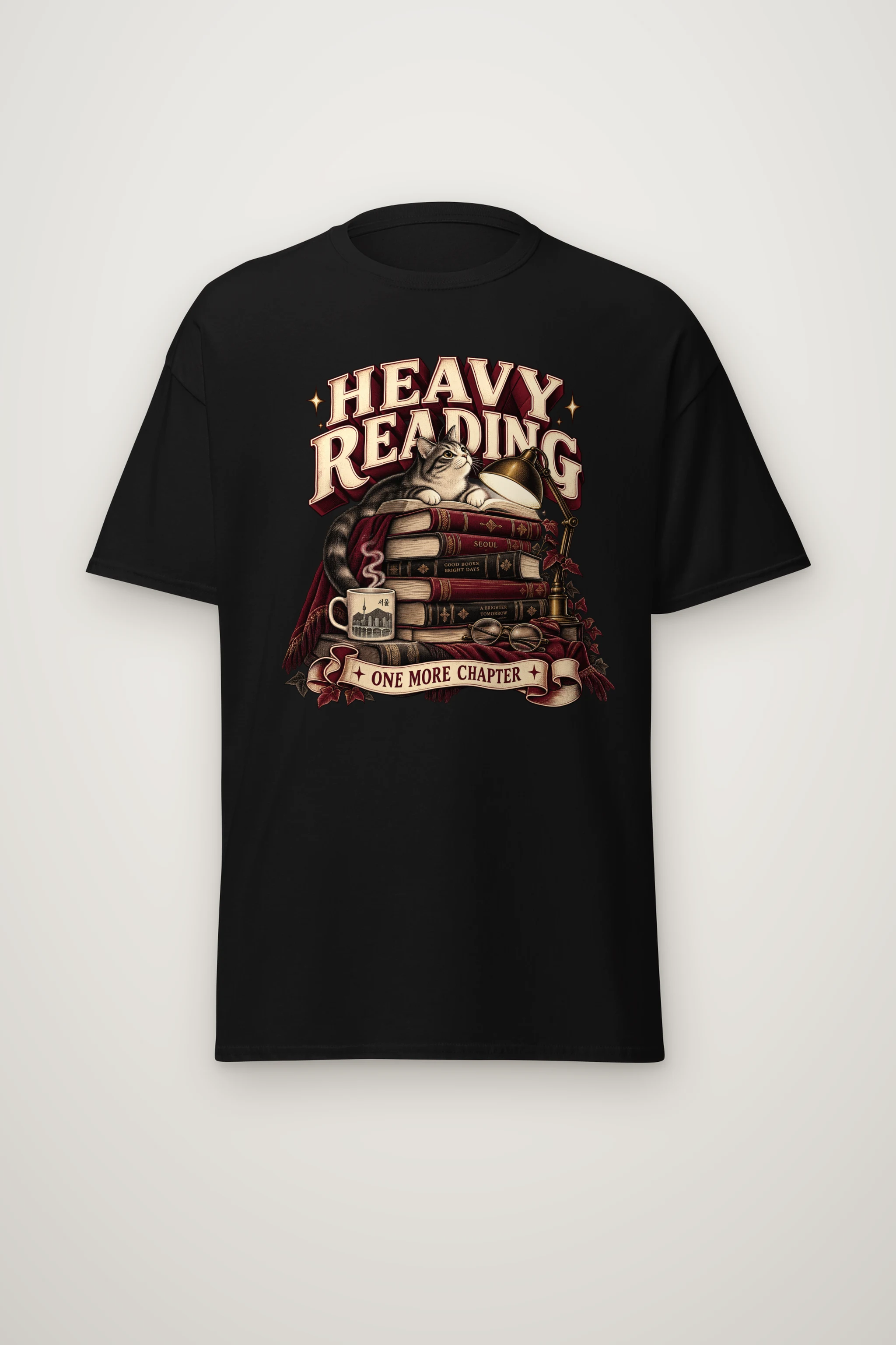 "Heavy Reading Seoul" Heavyweight Unisex Crewneck T-shirt