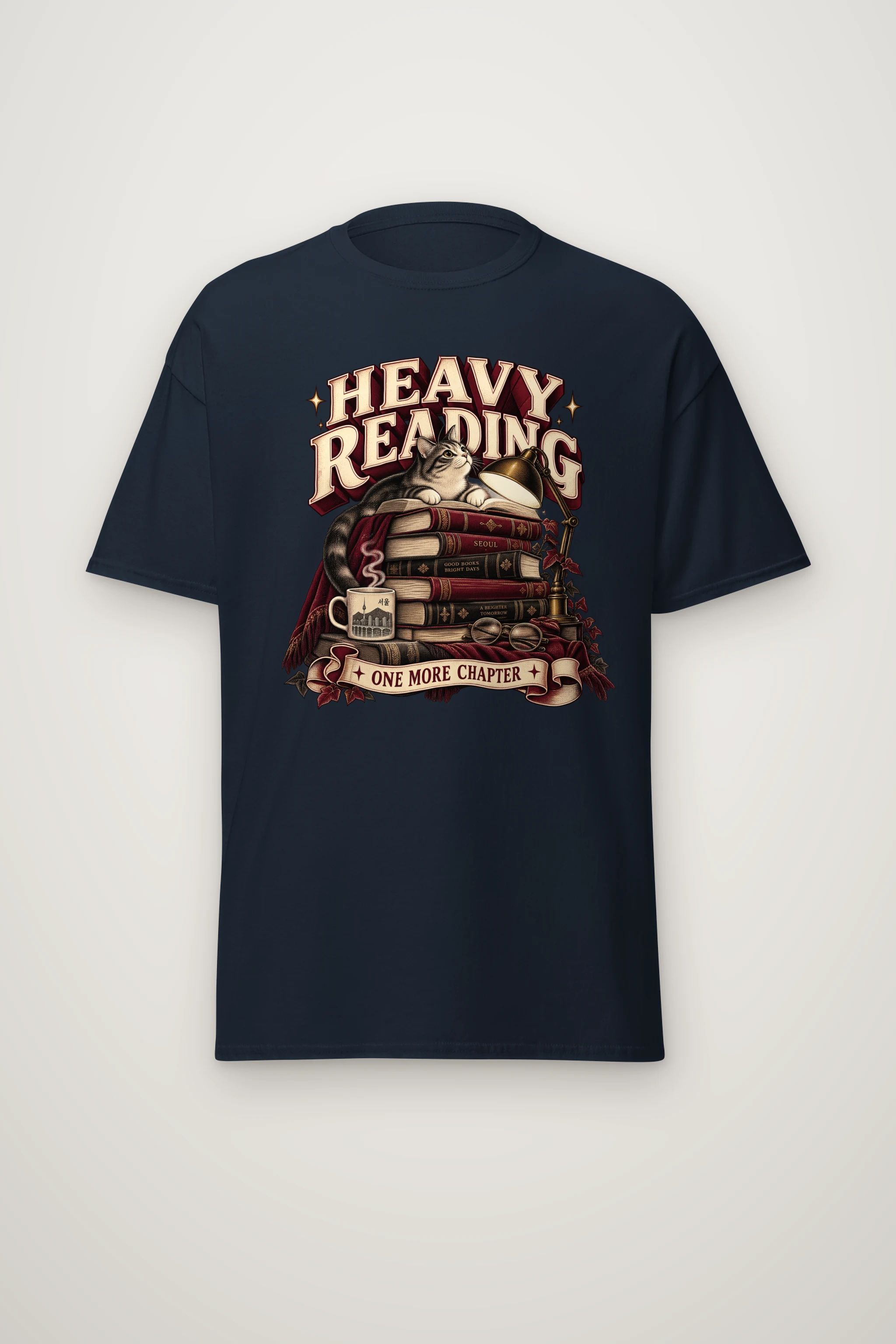 "Heavy Reading Seoul" Heavyweight Unisex Crewneck T-shirt
