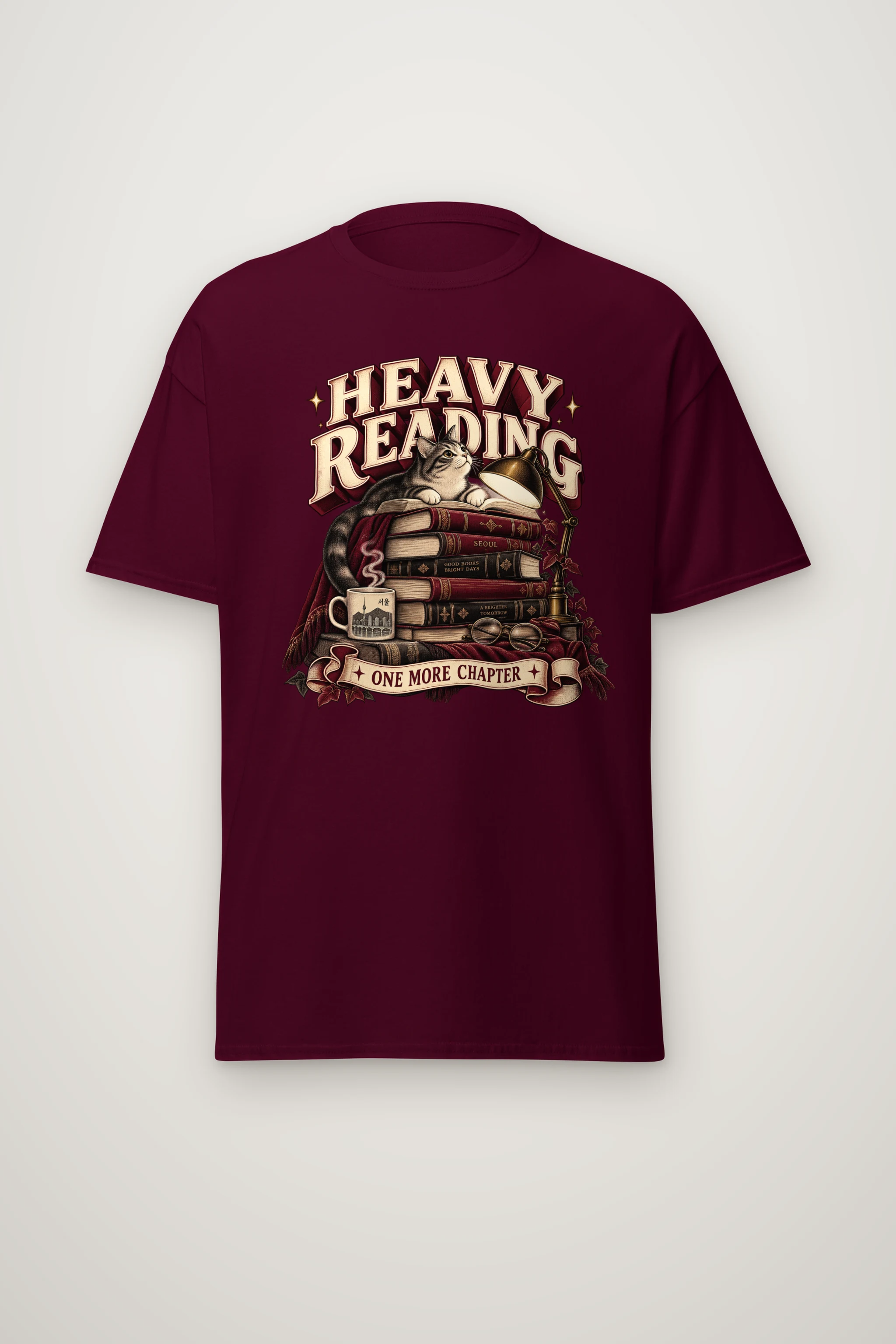 "Heavy Reading Seoul" Heavyweight Unisex Crewneck T-shirt