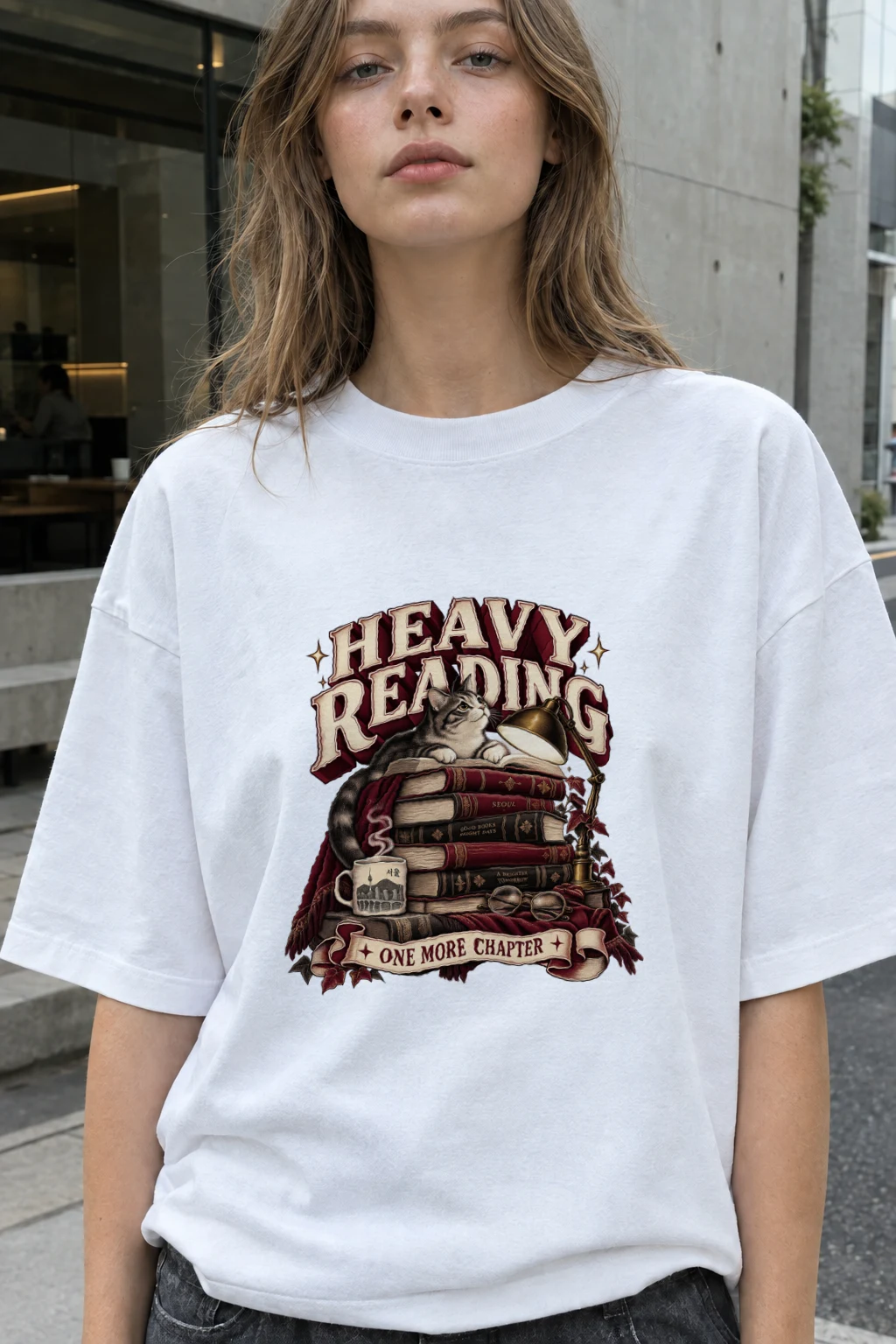 "Heavy Reading Seoul" Men's Oversized Heavyweight Crewneck T-Shirt | Shaka Wear SHMHSS