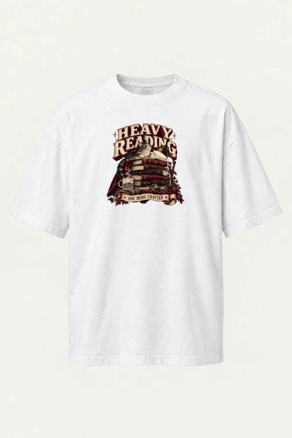"Heavy Reading Seoul" Men's Oversized Heavyweight Crewneck T-Shirt | Shaka Wear SHMHSS