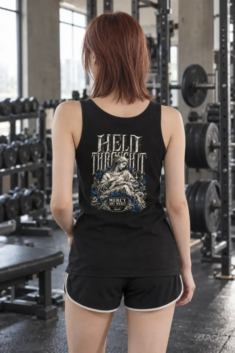 "Held Through Mercy Not Merit" Unisex Jersey Tank