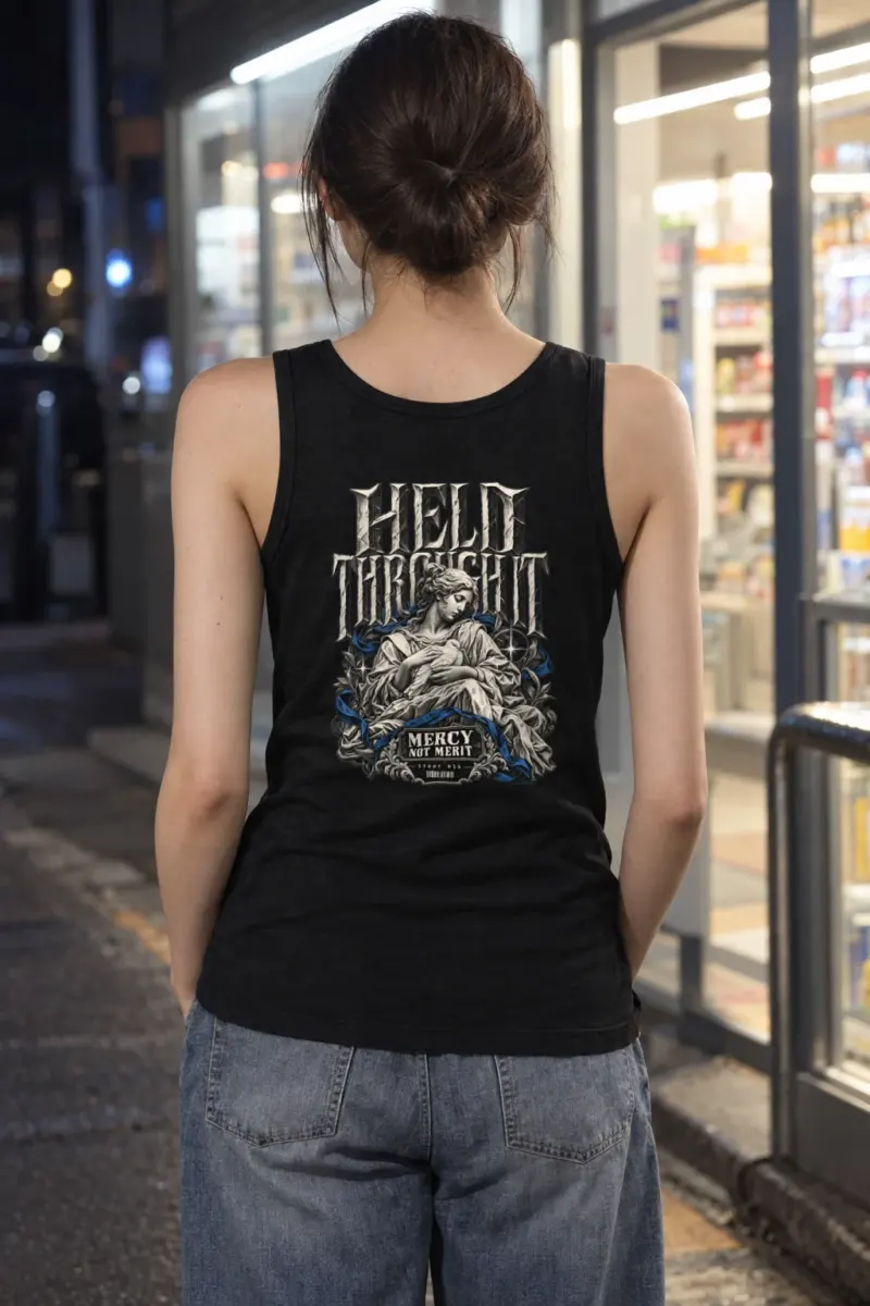 "Held Through Mercy Not Merit" Unisex Jersey Tank