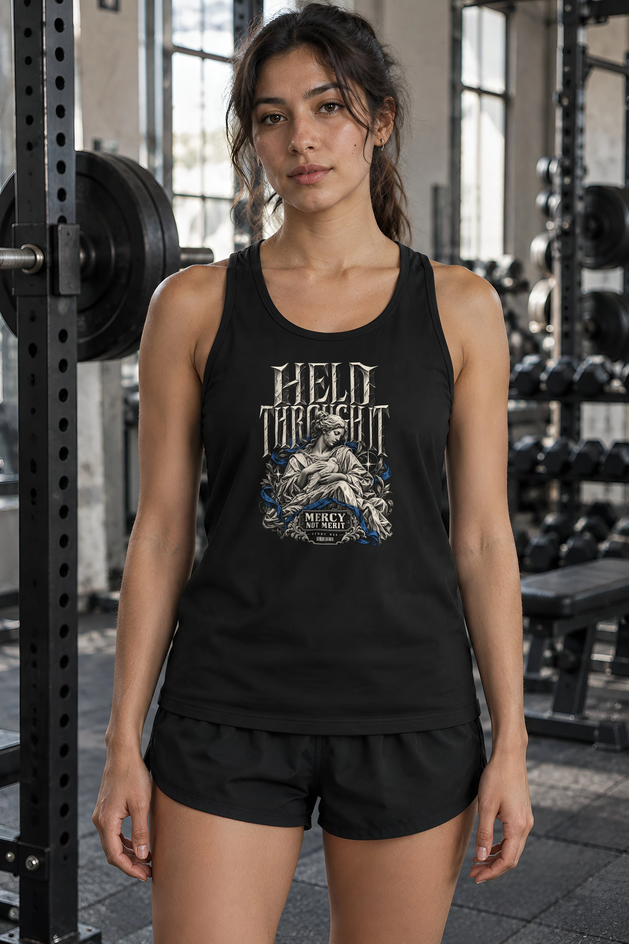 "Held Through Mercy Not Merit" Unisex Jersey Tank