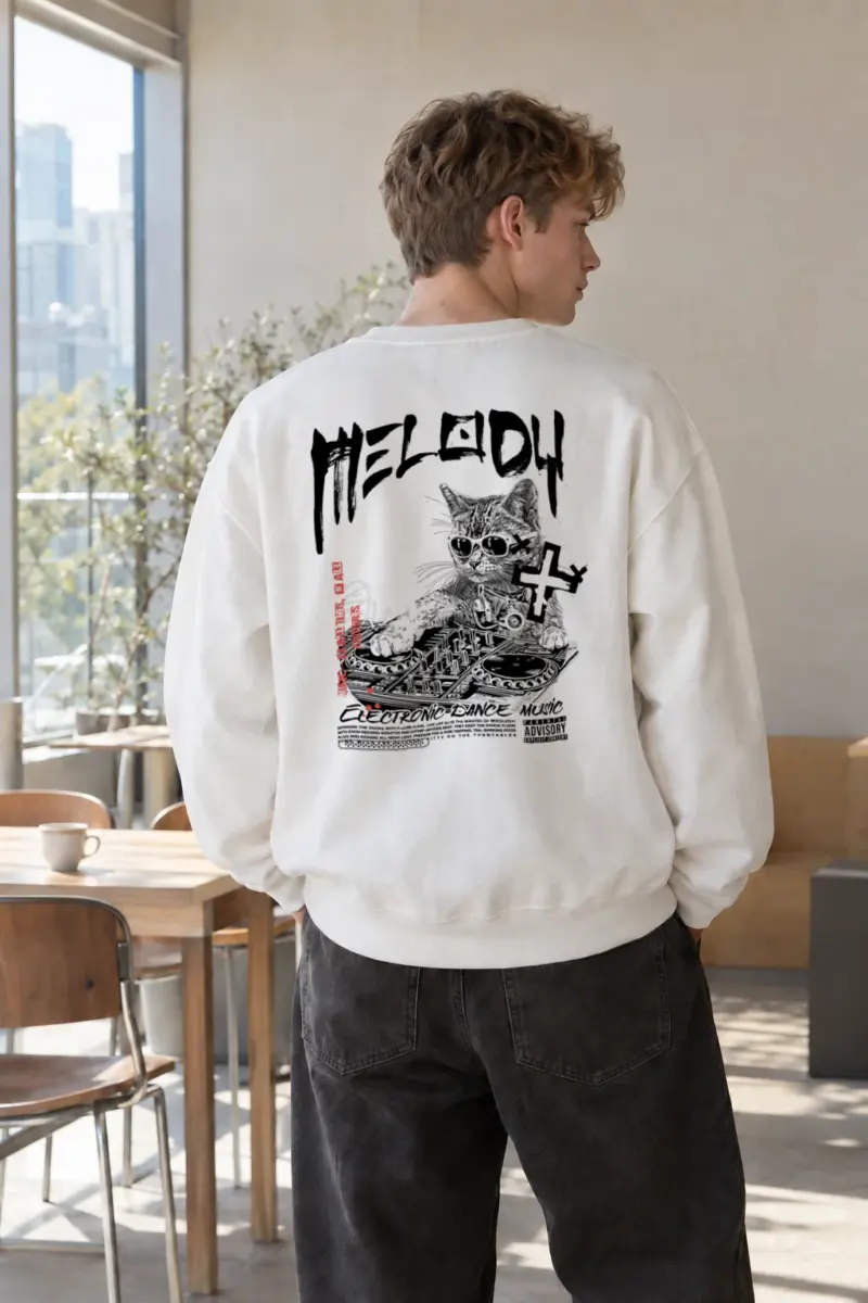 “Hell DJ Cat” Heavy Blend Unisex Crewneck Sweatshirt | Gildan 18000