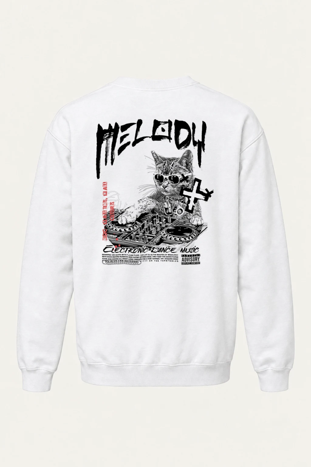 "Hell DJ Cat" Heavy Blend Unisex Crewneck Sweatshirt | Gildan 18000