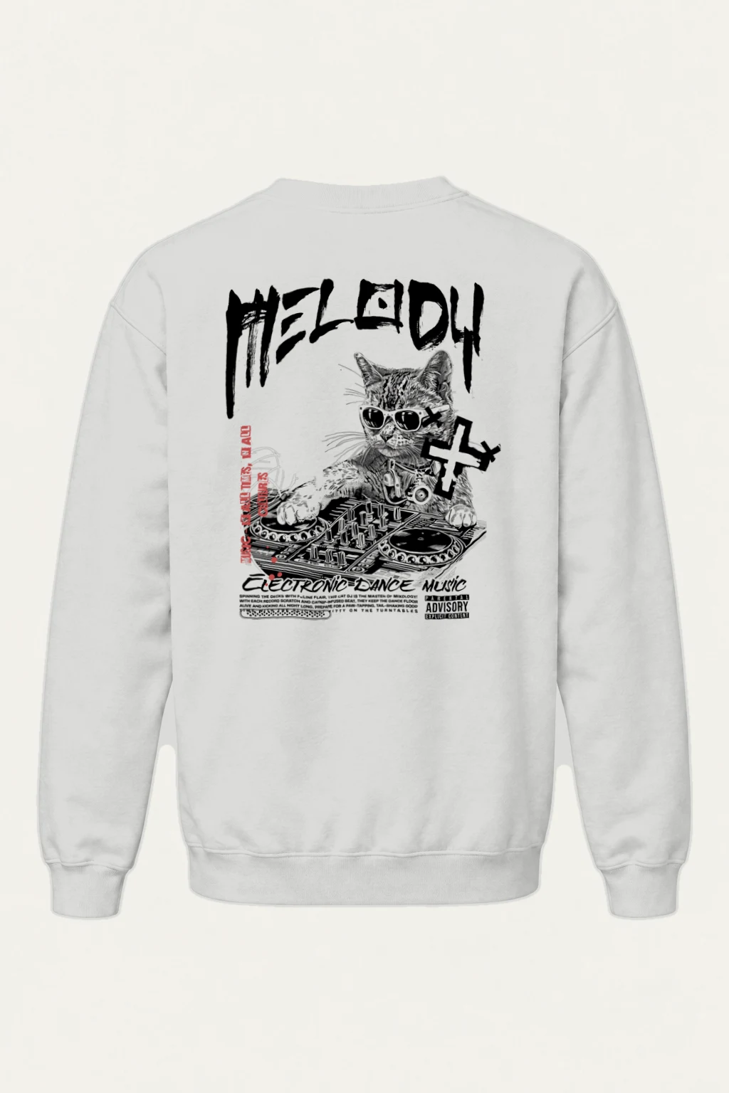 "Hell DJ Cat" Heavy Blend Unisex Crewneck Sweatshirt | Gildan 18000