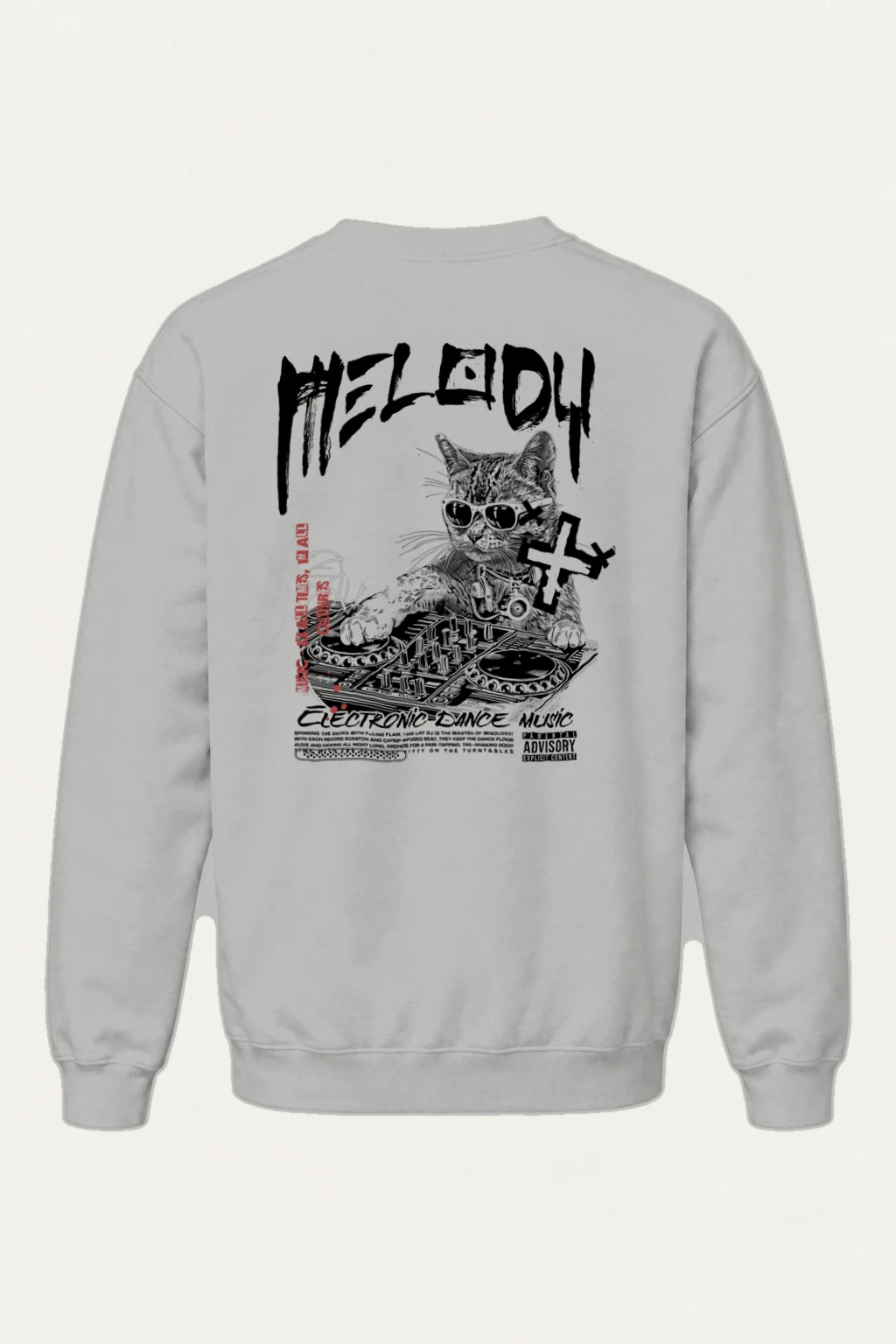 "Hell DJ Cat" Heavy Blend Unisex Crewneck Sweatshirt | Gildan 18000
