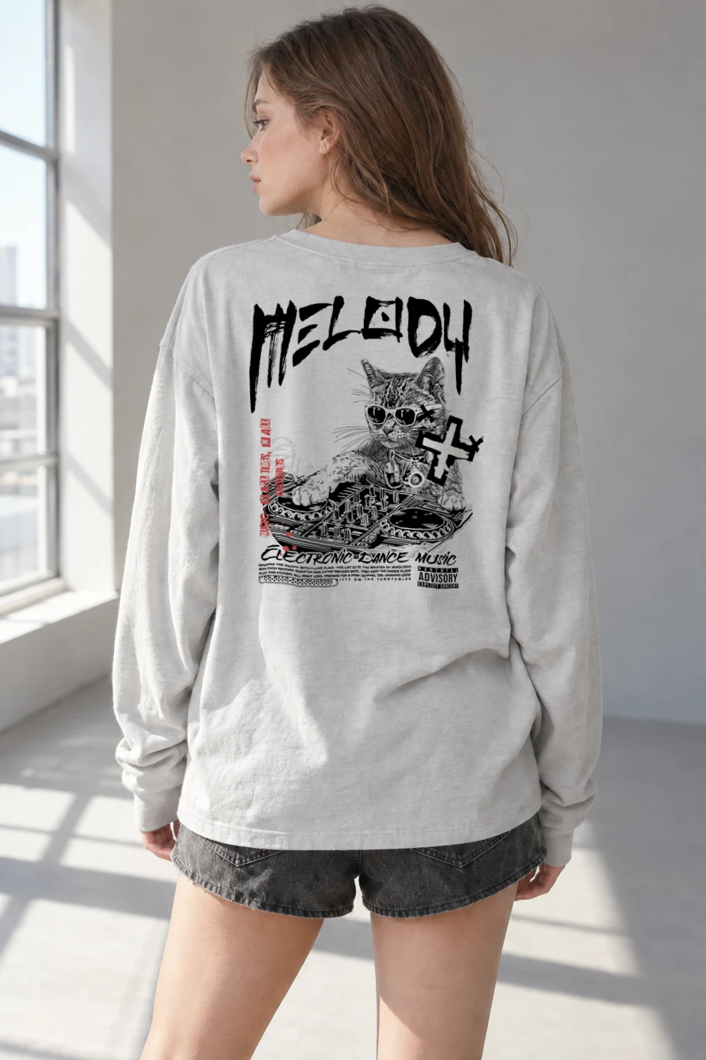 "Hell DJ Cat" Unisex Longsleeve T-shirt | Gildan 2400