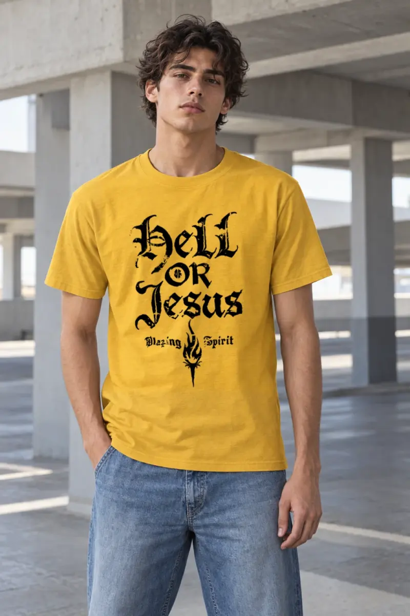 "Hell Or Jesus" Heavyweight Unisex Crewneck T-shirt | Gildan 5000