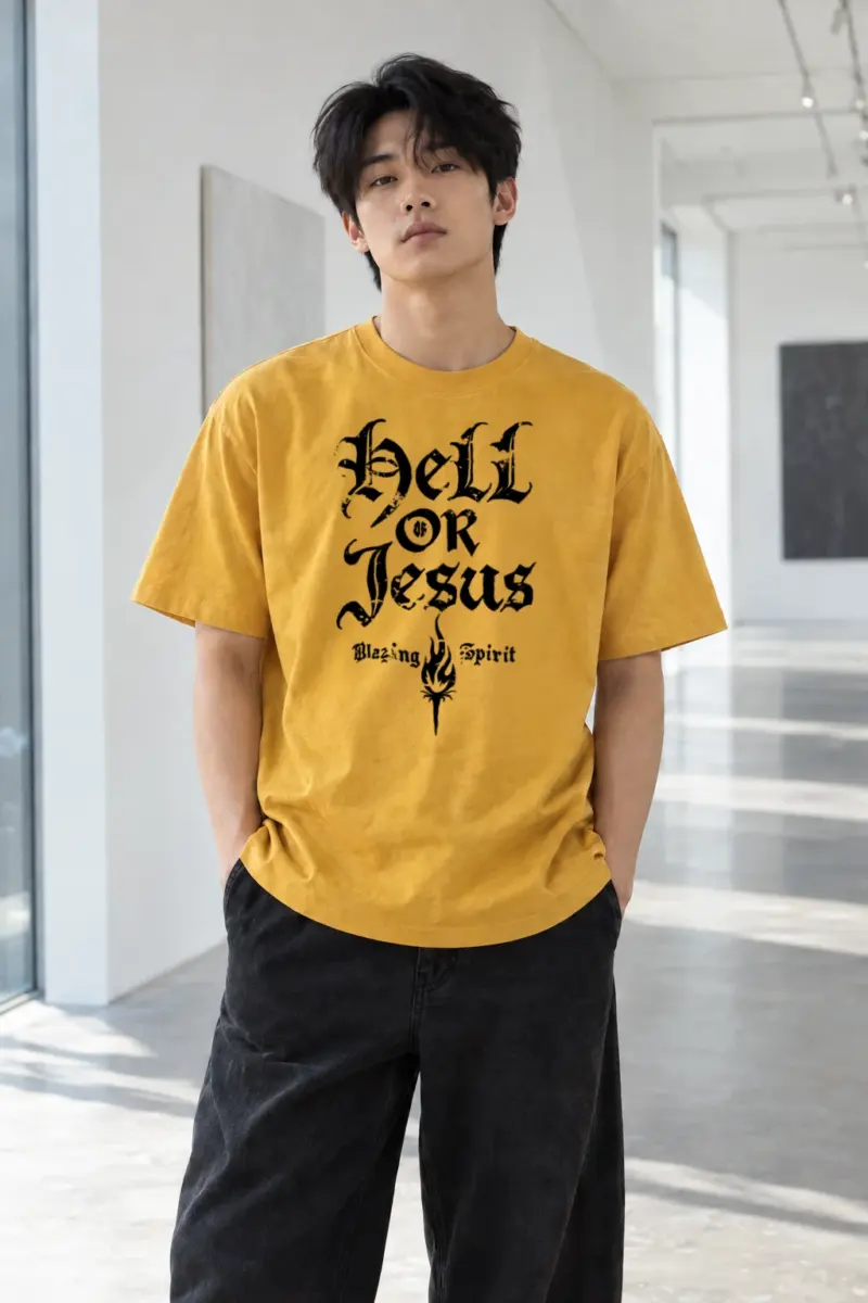 "Hell Or Jesus" Heavyweight Unisex Crewneck T-shirt | Gildan 5000