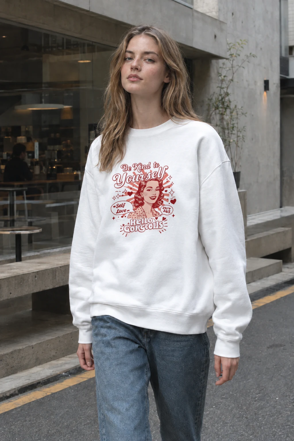 "Hello Gorgeous" Heavy Blend Unisex Crewneck Sweatshirt | Gildan 18000