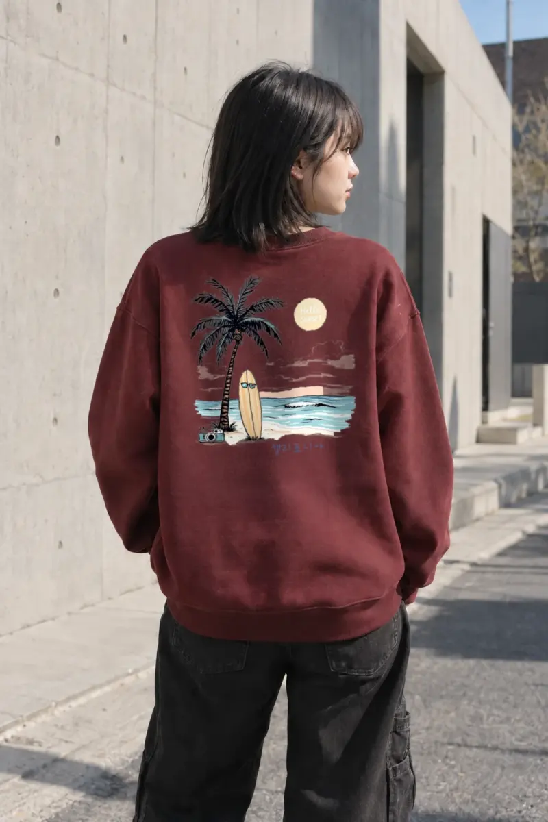 "Hello Sunset California" Heavy Blend Unisex Crewneck Sweatshirt | Gildan 18000