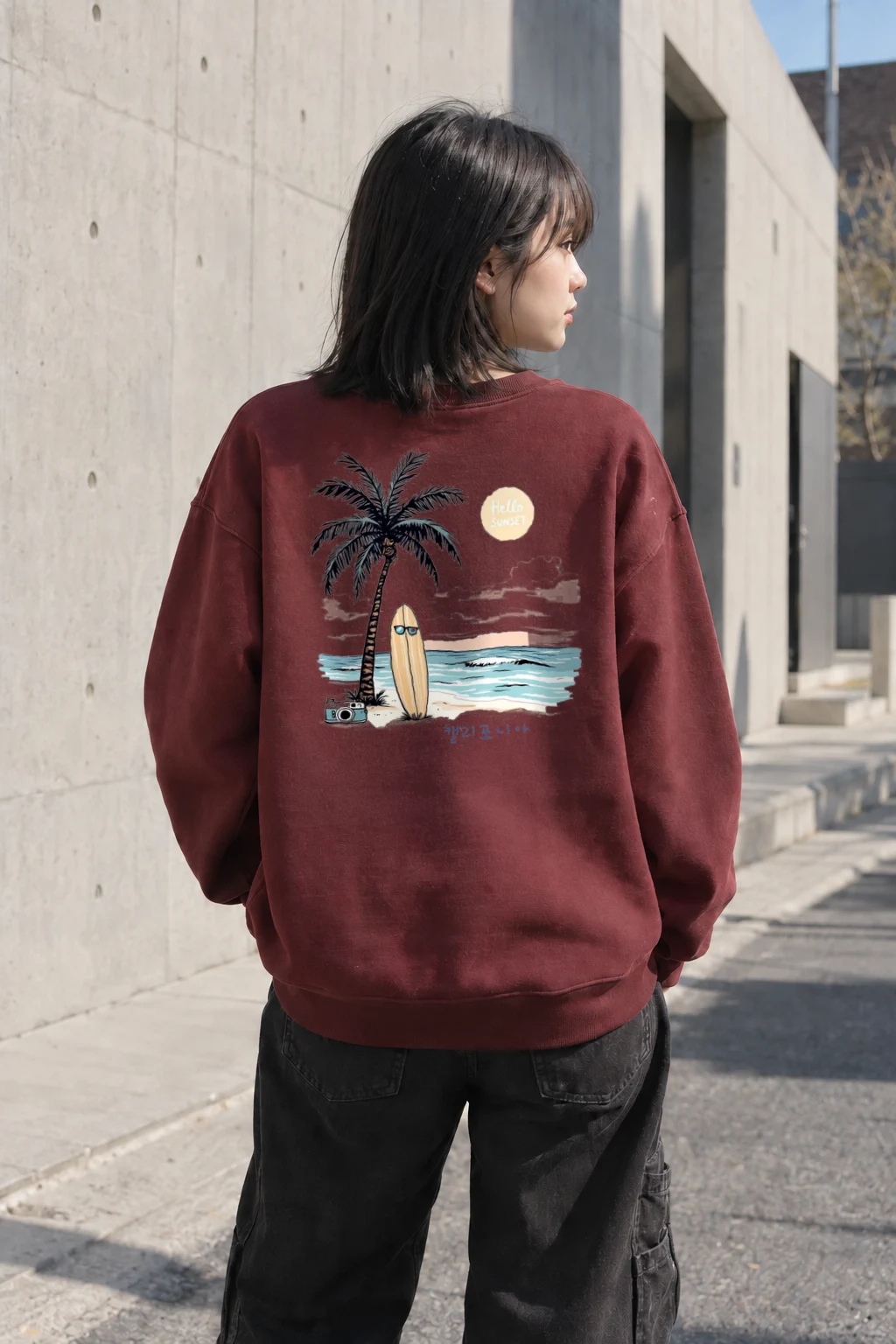 "Hello Sunset California" Heavy Blend Unisex Crewneck Sweatshirt | Gildan 18000
