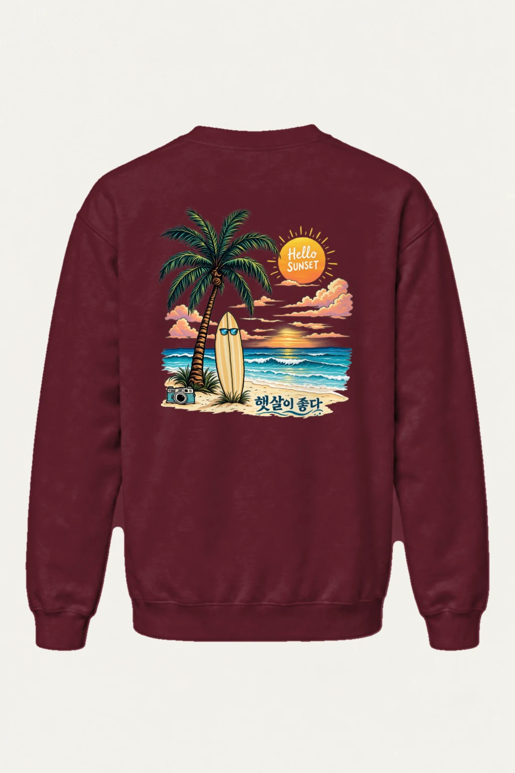 "Hello Sunset California" Heavy Blend Unisex Crewneck Sweatshirt | Gildan 18000