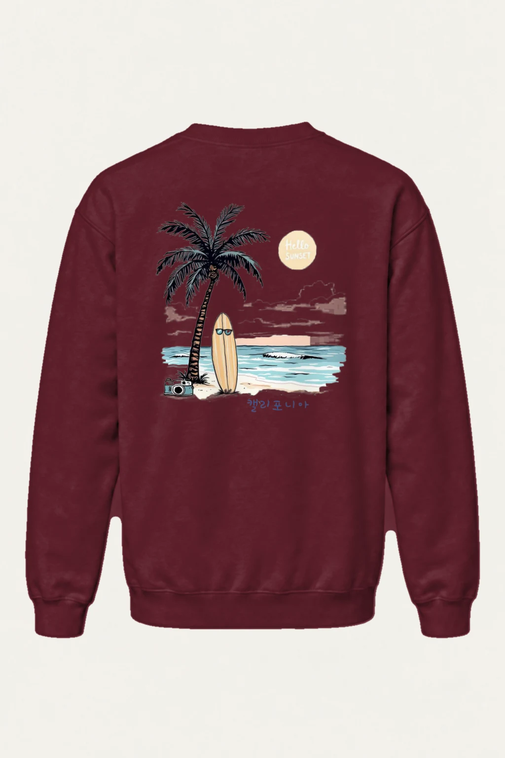 "Hello Sunset California" Heavy Blend Unisex Crewneck Sweatshirt | Gildan 18000