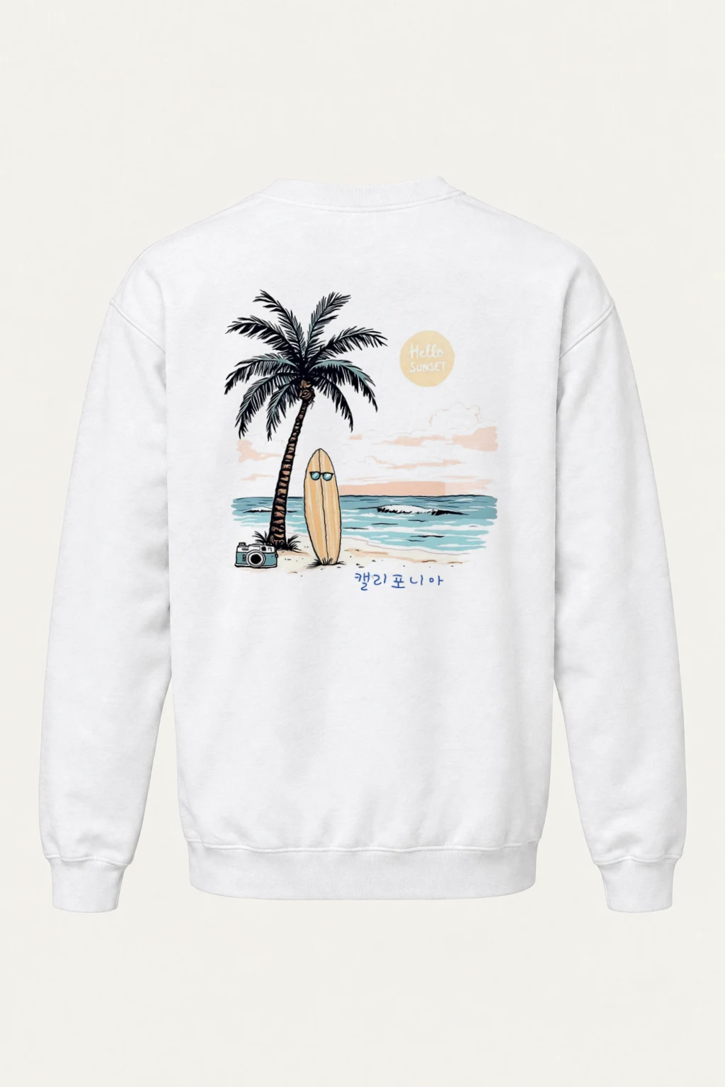 "Hello Sunset California" Heavy Blend Unisex Crewneck Sweatshirt | Gildan 18000