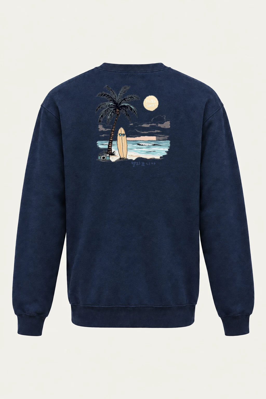 "Hello Sunset California" Heavy Blend Unisex Crewneck Sweatshirt | Gildan 18000