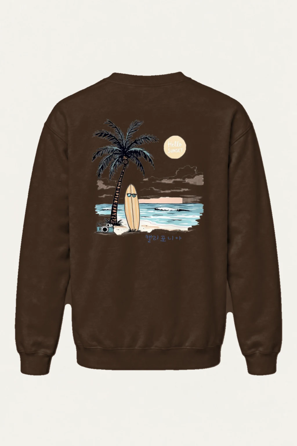 "Hello Sunset California" Heavy Blend Unisex Crewneck Sweatshirt | Gildan 18000