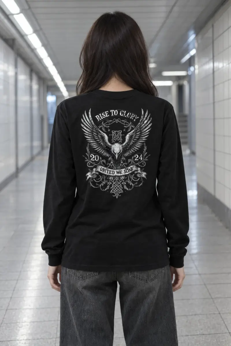 "Heraldic Eagle Scrollwork" Unisex Longsleeve T-shirt | Gildan 2400