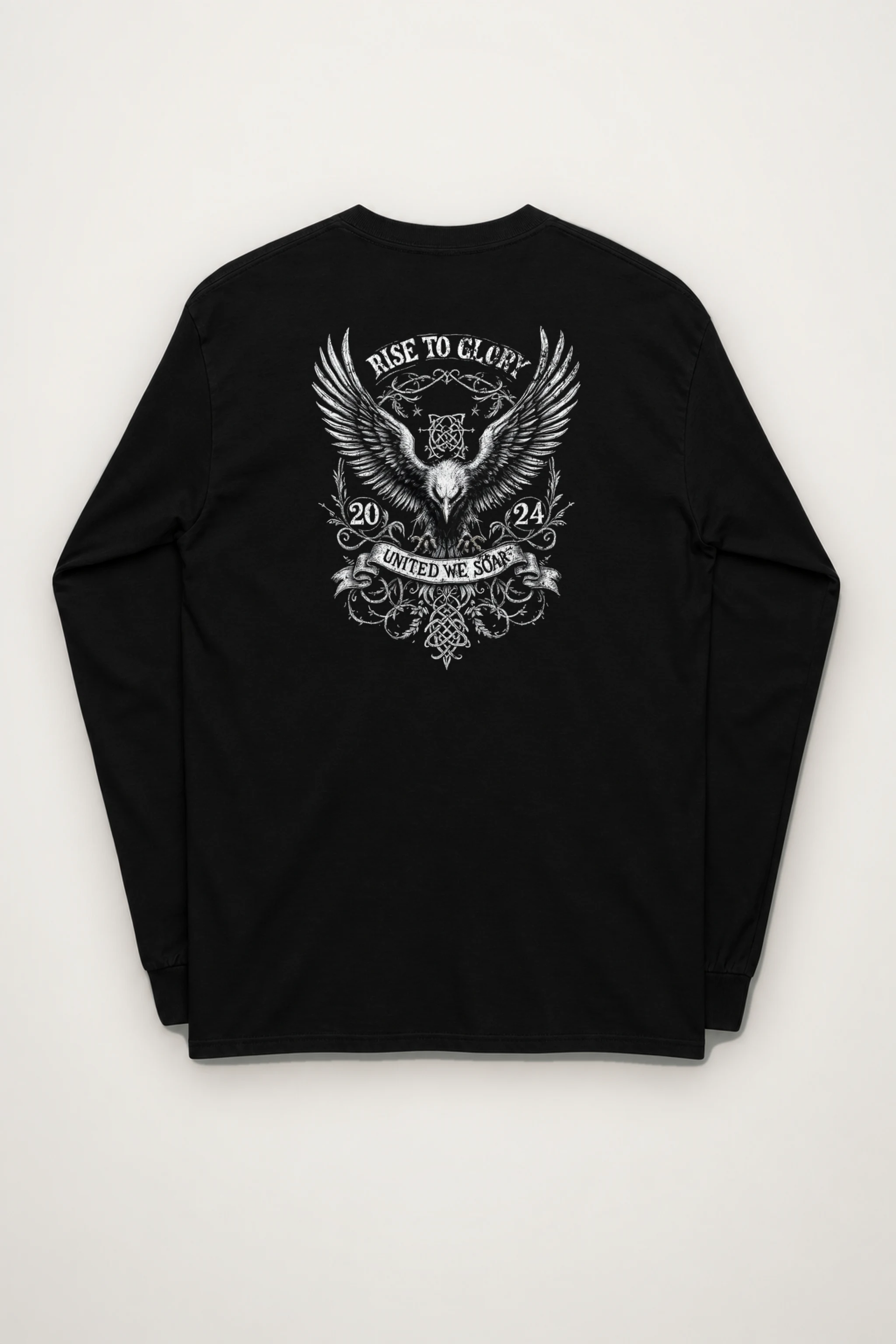 "Heraldic Eagle Scrollwork" Unisex Longsleeve T-shirt