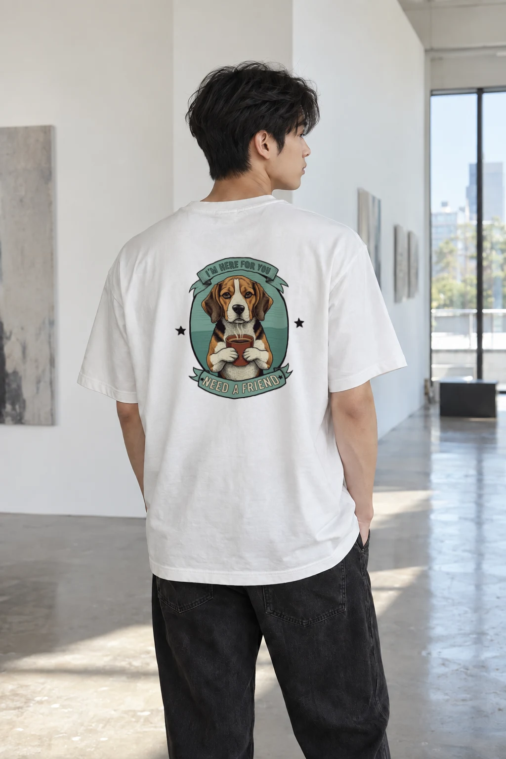 "Here For You" Heavyweight Unisex Crewneck T-shirt | Gildan 5000