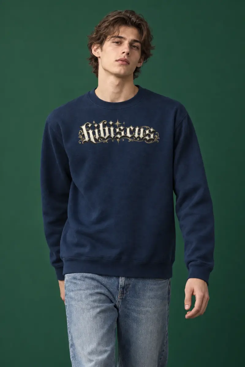 "Hibiscus Gothic Lettering" Heavy Blend Unisex Crewneck Sweatshirt | Gildan 18000