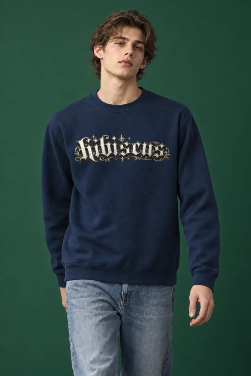 "Hibiscus Gothic Lettering" Heavy Blend Unisex Crewneck Sweatshirt