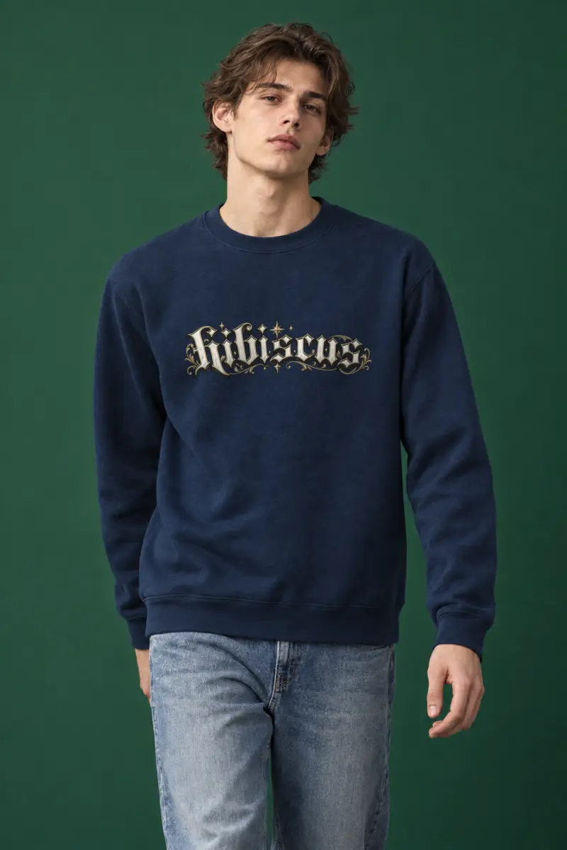 "Hibiscus Gothic Lettering" Heavy Blend Unisex Crewneck Sweatshirt
