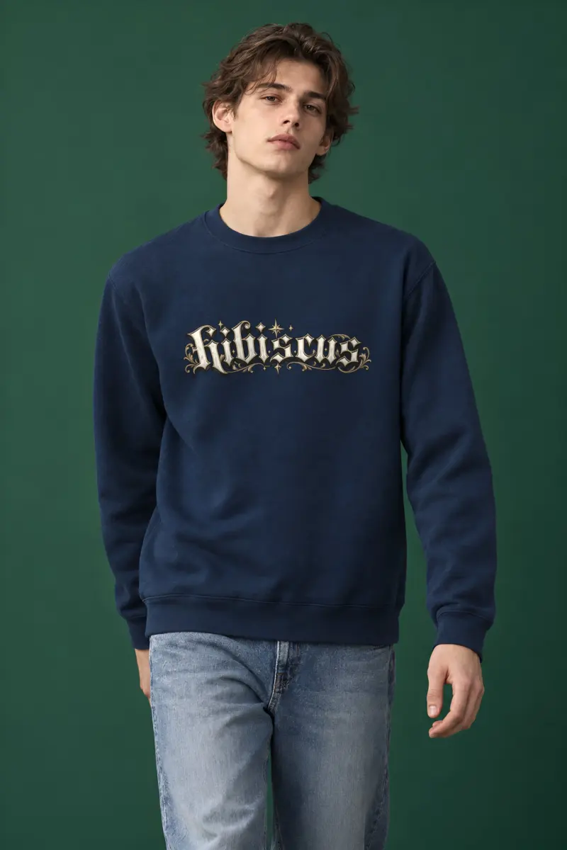 "Hibiscus Gothic Lettering" Heavy Blend Unisex Crewneck Sweatshirt
