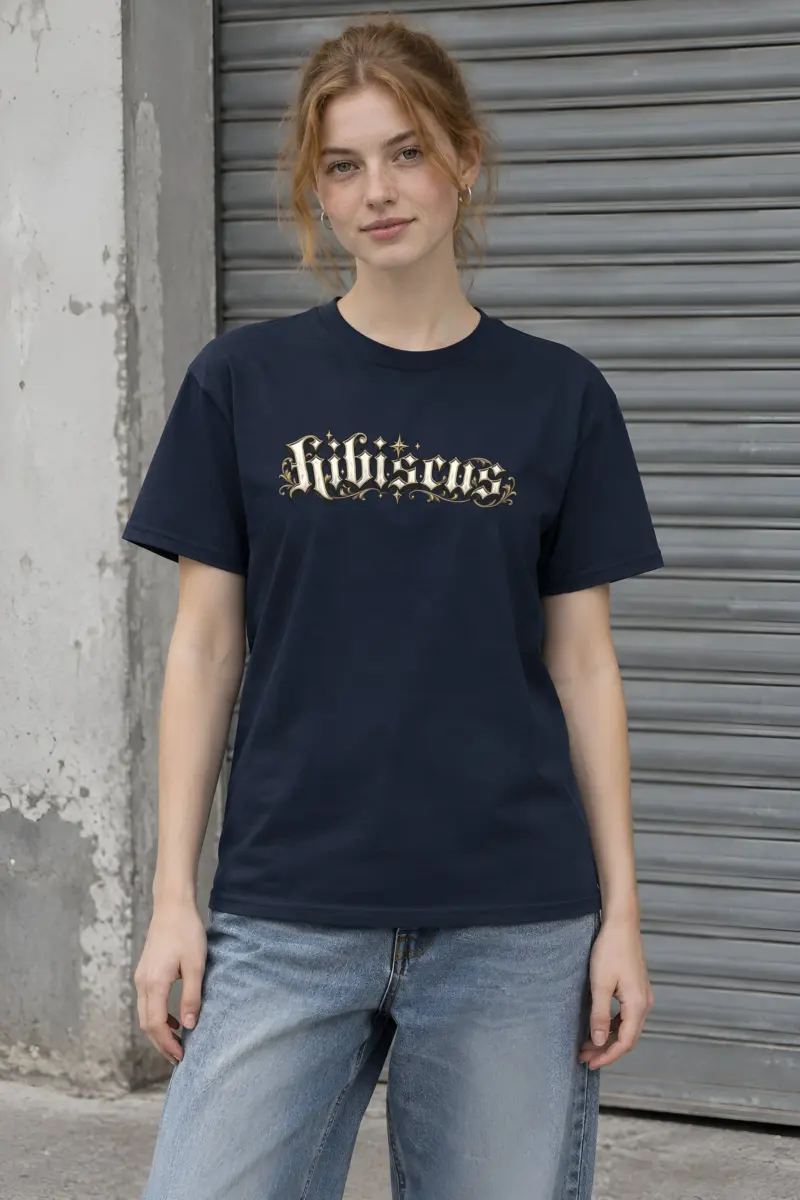 "Hibiscus Gothic Lettering" Heavyweight Unisex Crewneck T-shirt
