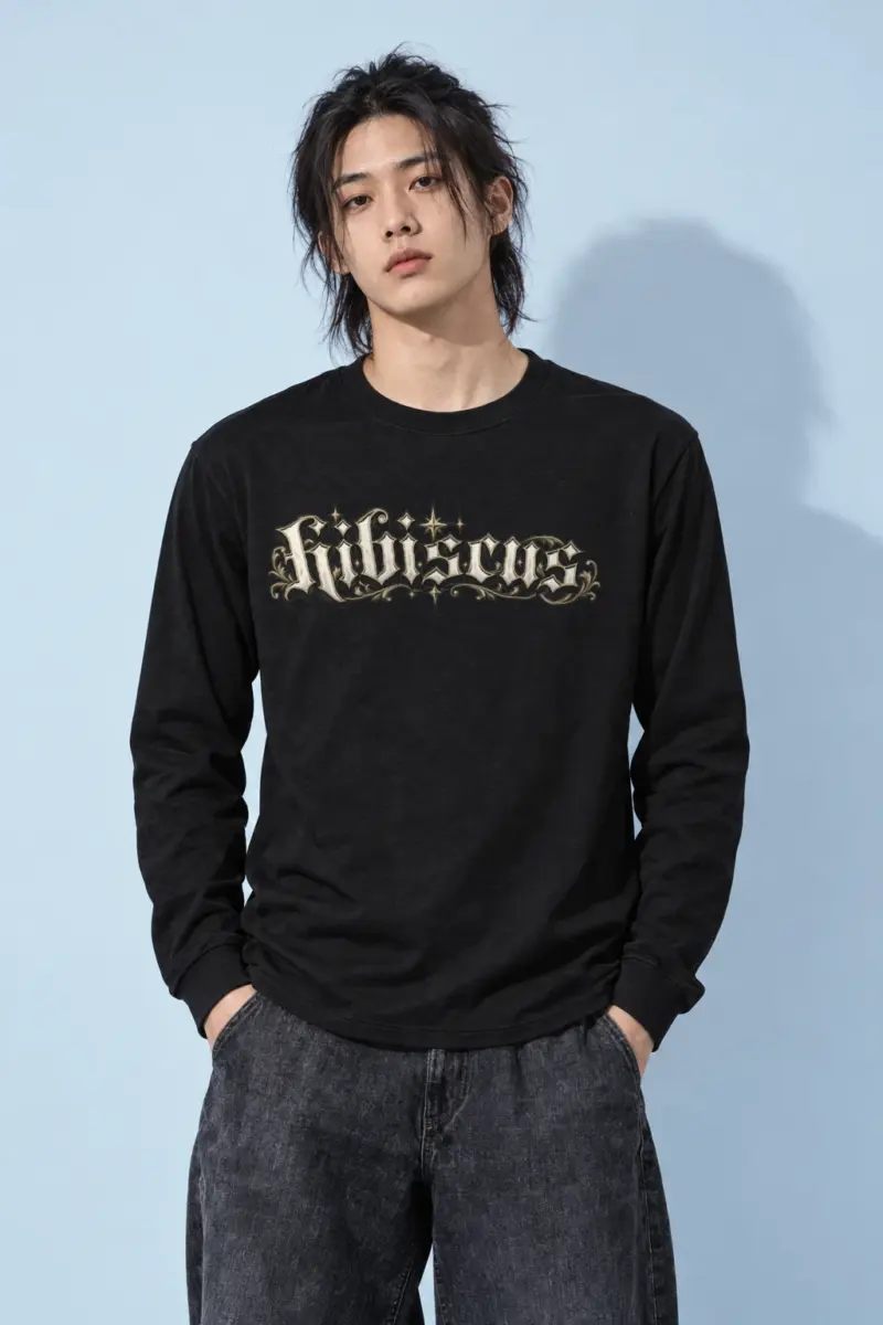 "Hibiscus Gothic Lettering" Unisex Longsleeve T-shirt