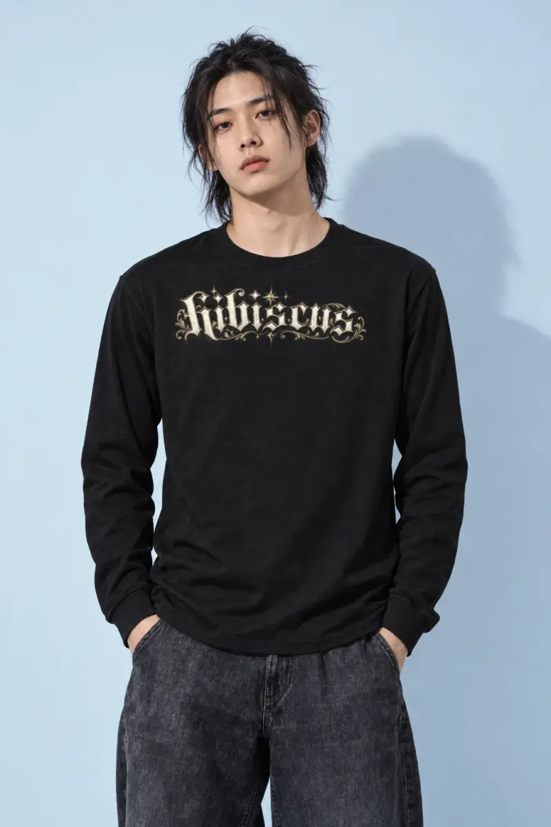 "Hibiscus Gothic Lettering" Unisex Longsleeve T-shirt