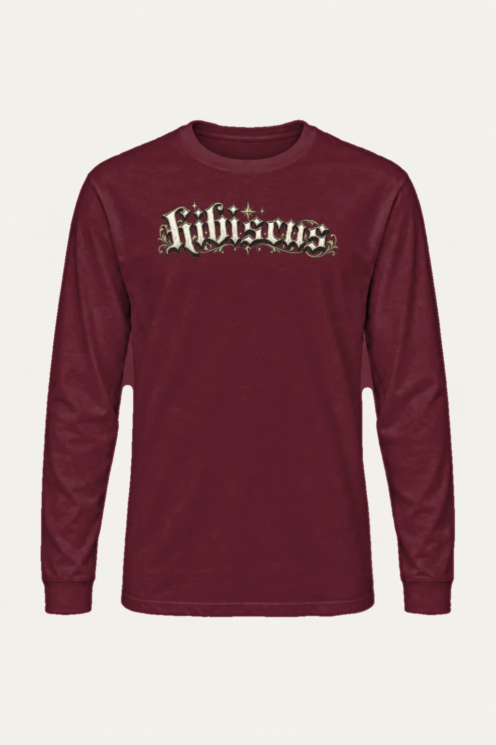 "Hibiscus Gothic Lettering" Unisex Longsleeve T-shirt | Gildan 2400