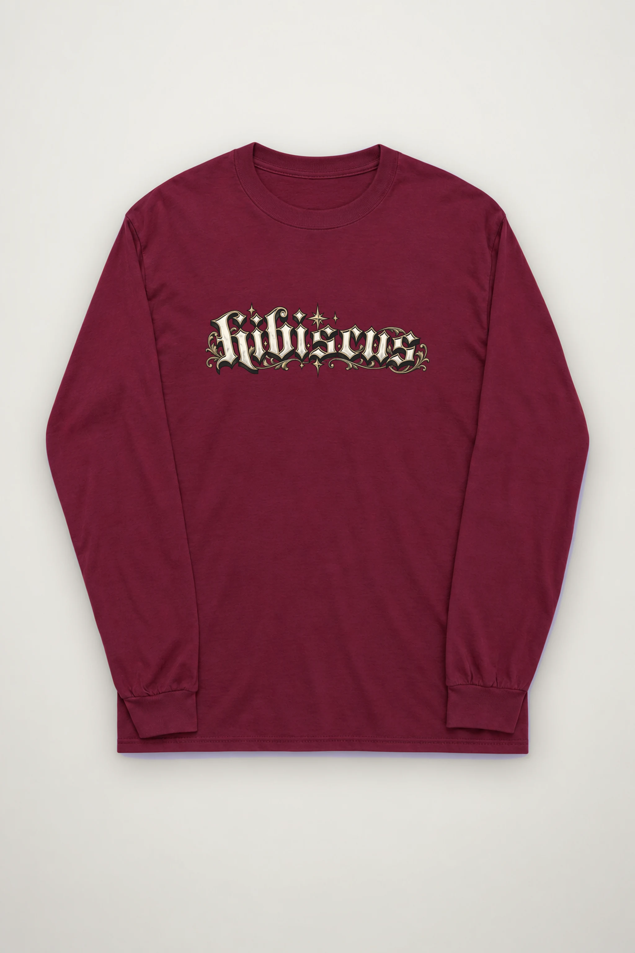"Hibiscus Gothic Lettering" Unisex Longsleeve T-shirt