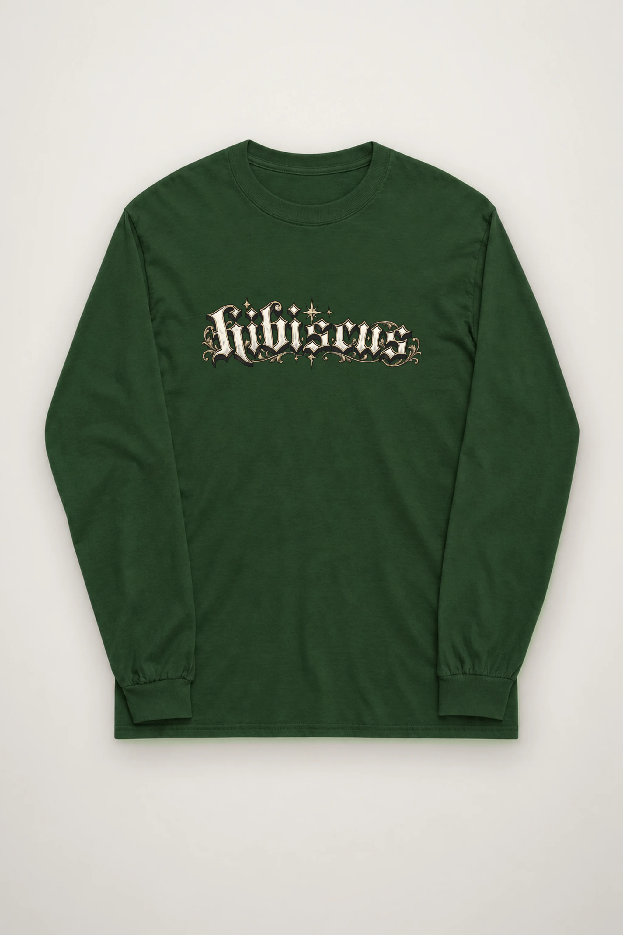"Hibiscus Gothic Lettering" Unisex Longsleeve T-shirt