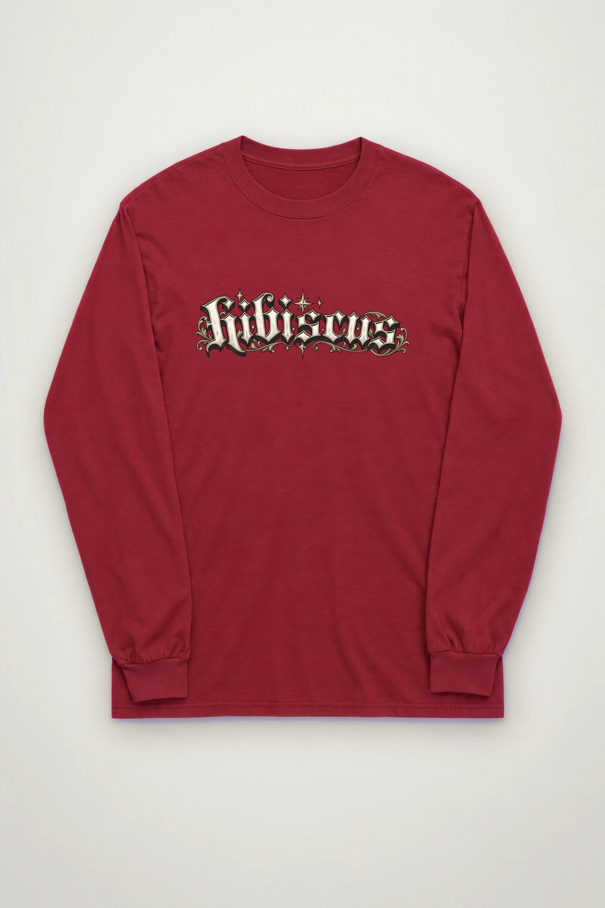 "Hibiscus Gothic Lettering" Unisex Longsleeve T-shirt