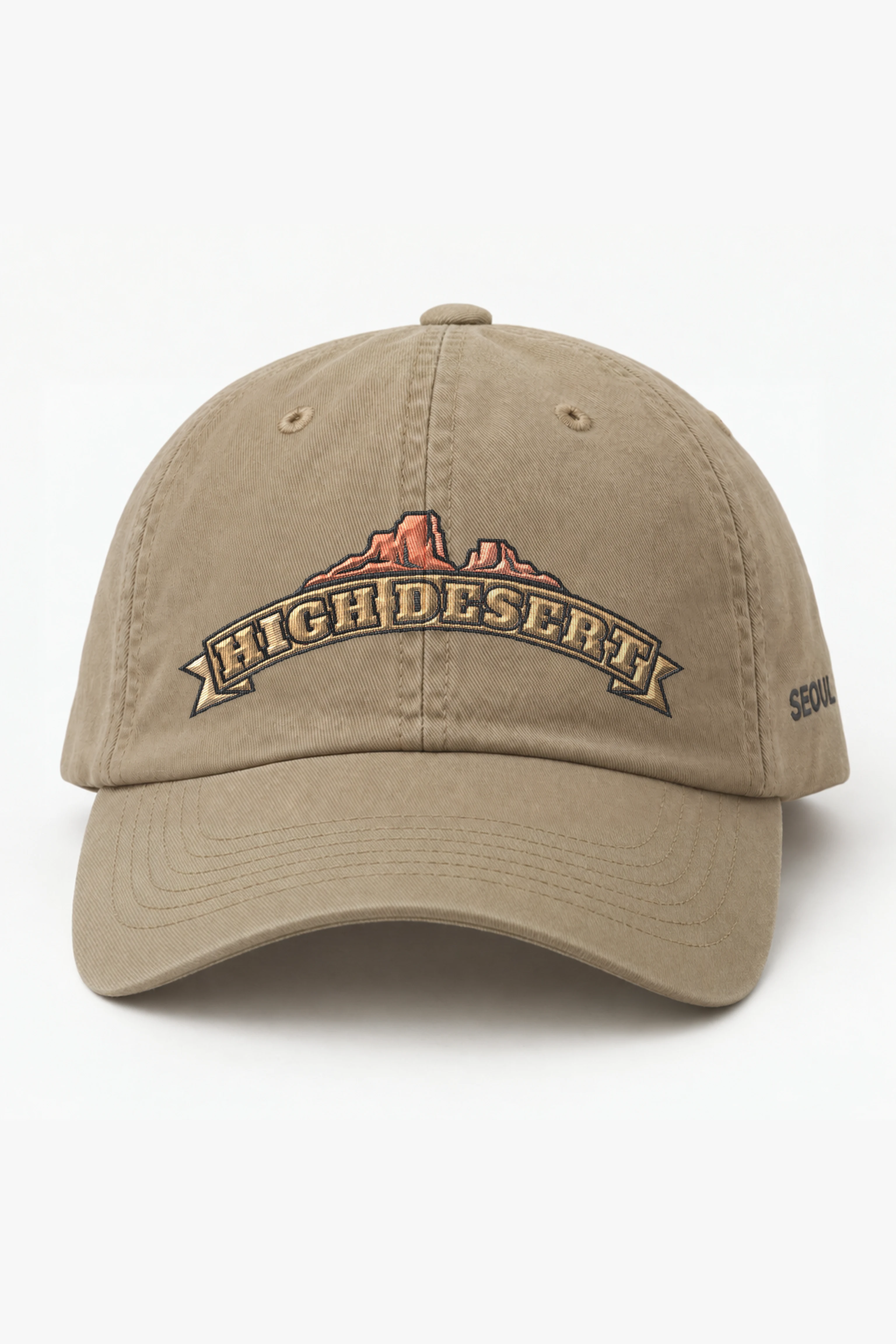 "High Desert Mesa" Classic Dad Hat · Embroidered — khaki/cap-front